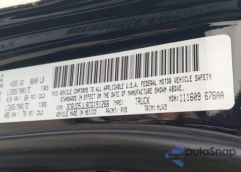 2012 Ram 2500 Slt z USA, uszkodzony, nr VIN 3C6UD5JL8CG151266